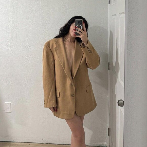 Oscar de la Renta Mens Brown Camel? Tan Sport Coat Blazer Jacket 44R - Picture 1 of 9